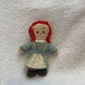 Vintage Mini Cloth Raggedy‎ Ann Stuffed Doll w/ Removable Apron 3.5" Tall